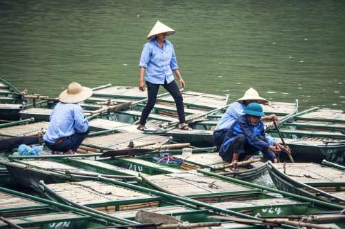 People sitting on Boats in Vietnam free photo