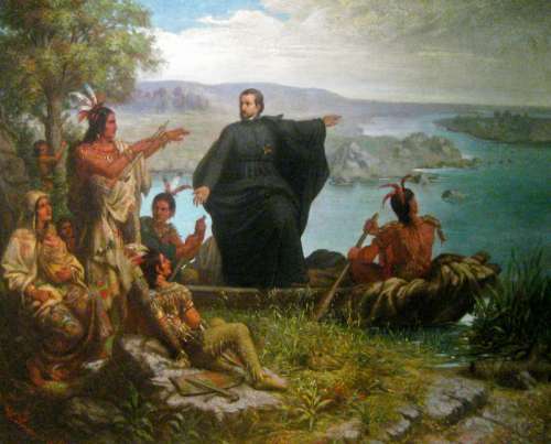 Père Marquette and the Indians in Michigan free photo
