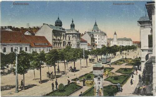 Piac Street in 1910s in Debrecen, Hungary free photo