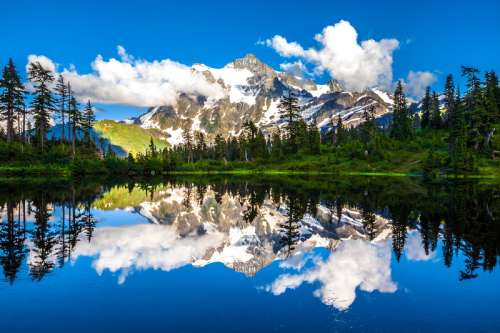 Picture Lake reflections landscape around Mount Baker, Washington free photo