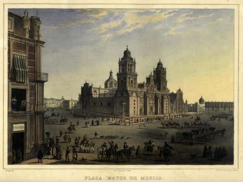 Plaza Mayor do Mexico city in 1836 free photo