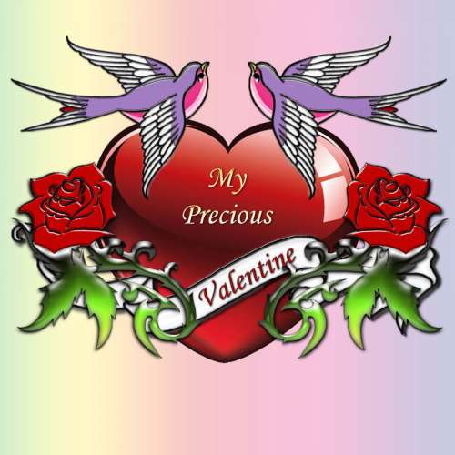Precious Valentine Heart with two swallows free photo