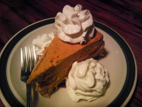 Pumpkin Pie with Whipped Cream on top free photo