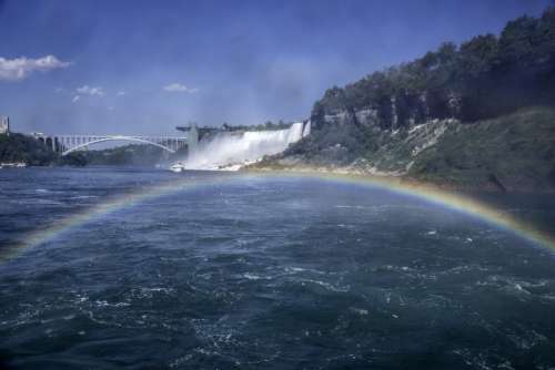Rainbow across the River at Niagara Falls, Ontario, Canada free photo