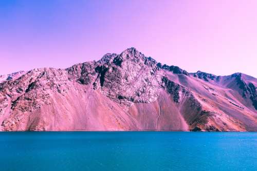 Red Mountain with Water and landscape, Chile free photo