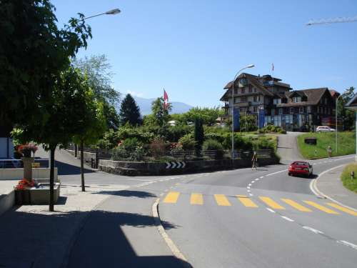 Road and house in Risch, Switzerland free photo