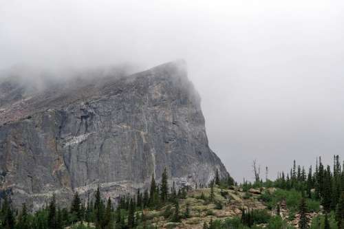 Rock Cliff in the Fog on Colorado free photo