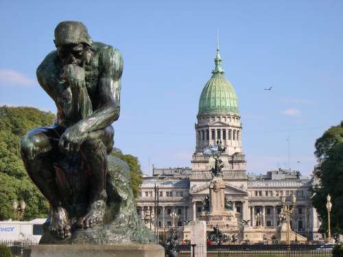 Rodin's Thinker in front of congress at Buenos Aires, Argentina free photo