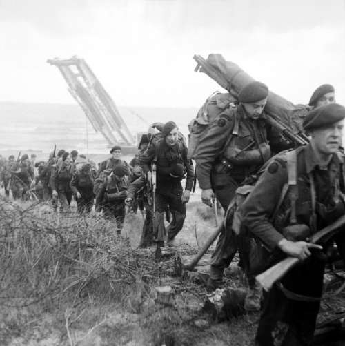 Royal Marine Commandos Move in from Sword Beach, D-Day, World War II free photo