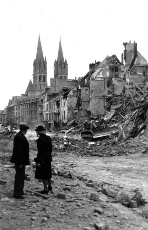 Ruins of Caen, France after World War II free photo