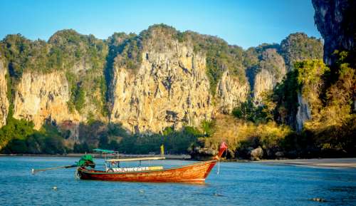 Sailing in the landscape of Thailand on the River free photo