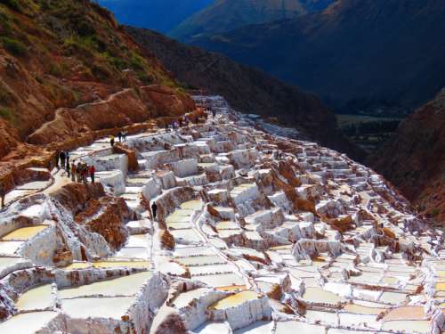 Salinas of Maras Salt steps in Peru free photo