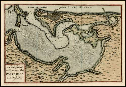San Juan and bay, Puerto Rico, 1766 Map free photo