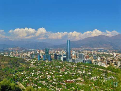 Santiago with mountains in the background in Chile free photo