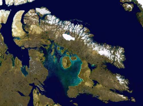 Satellite Image of Baffin Island in Nunavut, Canada free photo