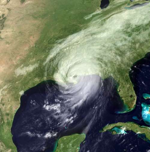 Satellite Image of Hurricane Katrina nearing New Orleans, Louisiana free photo