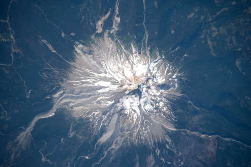 Satellite Image overhead look of Mount Hood, Oregon free photo
