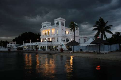 Seaside Resort at night in Cuba free photo
