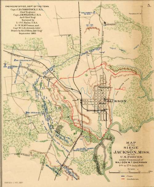 September 1863 map of the Siege of Jackson, Mississippi free photo