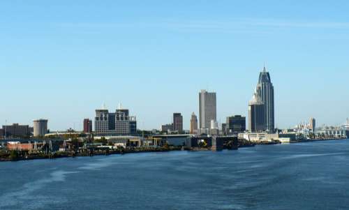 Skyline of Mobile, Alabama from the Gulf free photo