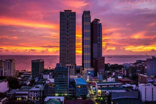 Skyscrapers and Towers and skyline in Manila, Philippines free photo