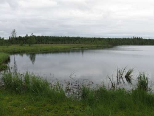 The small lake of Ahvenlampi in Puolanka, Finland free photo