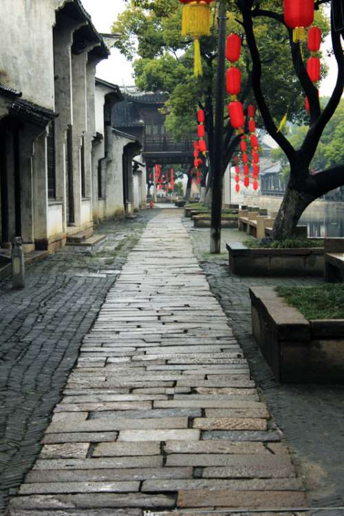Small Walking Road in town in Wuxi, Jiangsu, China free photo