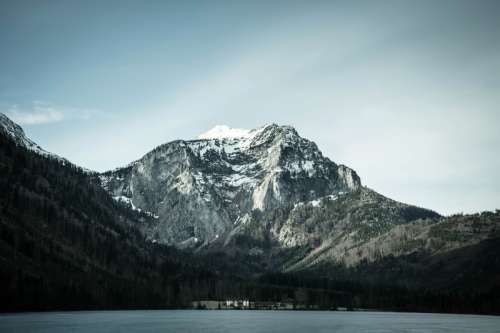 Snow-capped mountain at Langbathsee, Austria free photo