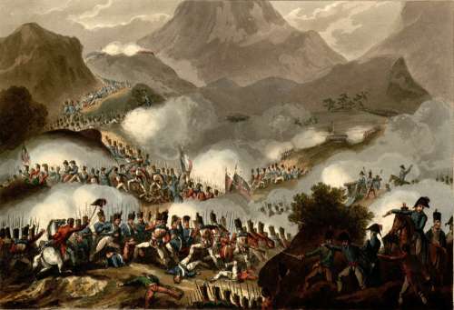 Soldiers at the Battle of the Pyrenees during the Napoleonic Wars free photo