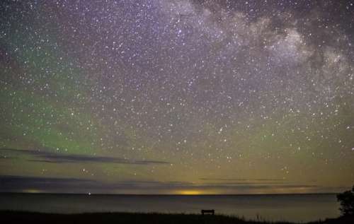 Stars above Lake Michigan free photo