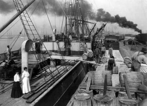 Steamer loading resin in Gulfport, Mississippi in 1906 free photo
