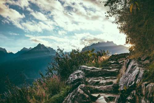 Steps up the Mountain in Machu Picchu, Peru free photo