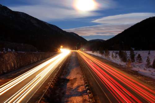 Streaks of Lights on the Colorado Road free photo