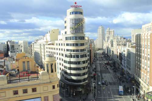 Streets and towers of Madrid free photo