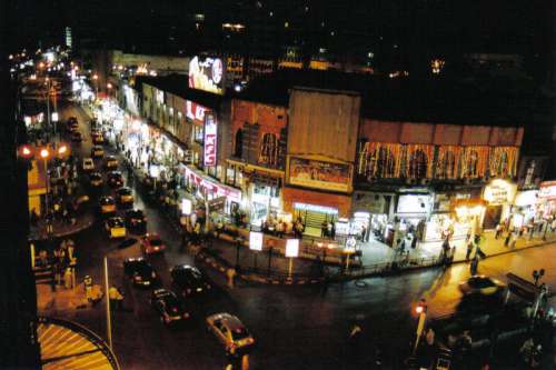 Streets of Alexandria at night with lights in Egypt free photo