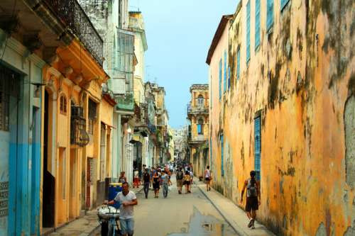 Streets with people in Havana, Cuba free photo
