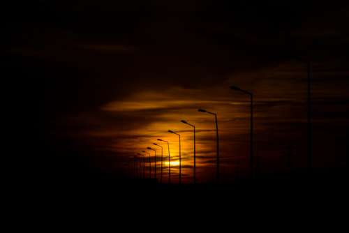 Sunset and dark orange skies in Ain Sokhna, Egypt free photo