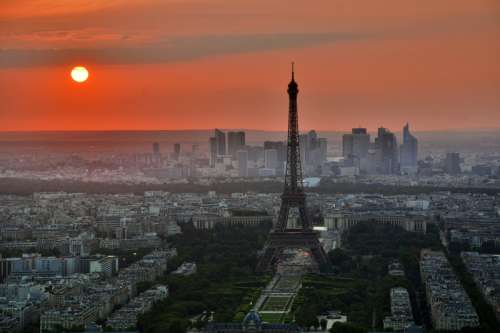 Sunset in Paris, France free photo