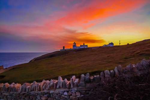 Sunset Landscape at Durlston Lighthouse free photo