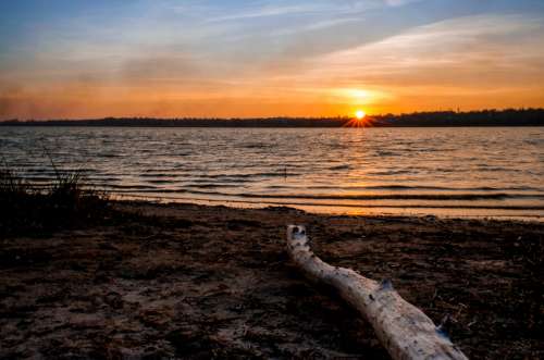 Sunset over the Lake in Ukraine free photo