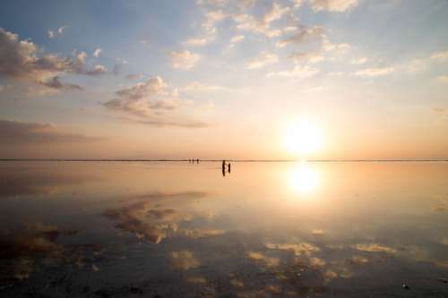 Sunset over the Shallow Waters in Indonesia free photo