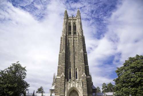 Tall Duke Chapel under the sky and clouds in Durham, North Carolina free photo