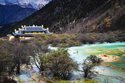 Temple in the mountains in Sichuan, China free photo