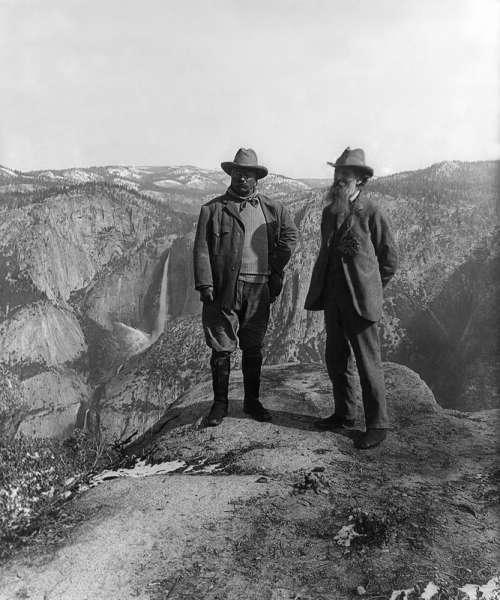 Theodore Roosevelt and John Muir on Glacier Point in Yosemite National Park, California free photo