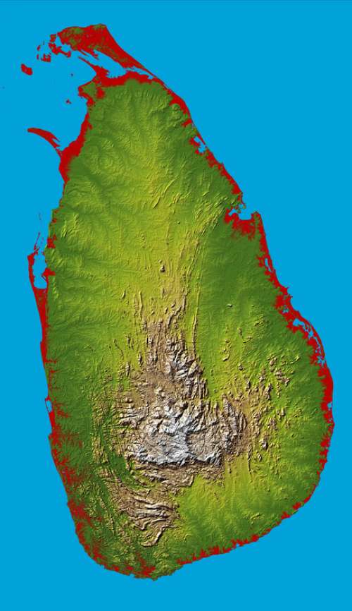 Topographic map of Sri Lanka free photo