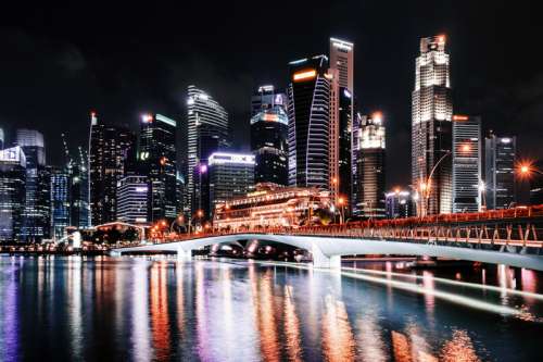 Towers, bridge, skyscrapers, and Cityscape in Singapore free photo