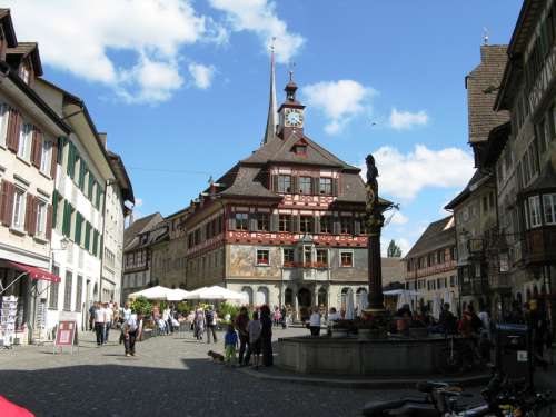 Town Hall building and plaza in Stein am Rhein, Switzerland free photo