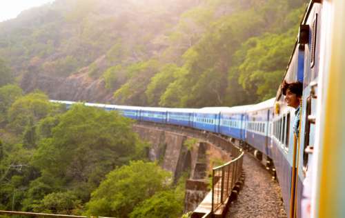 Train railway on the Mountainside in India free photo