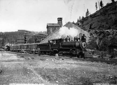 Trains at the Mother Lode Mine near Greenwood, 1903 in British Columbia, Canada free photo