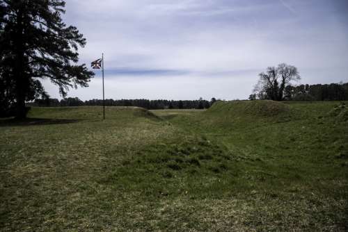 Trenches and Earthen Works at the British Position at Yorktown, Virginia free photo